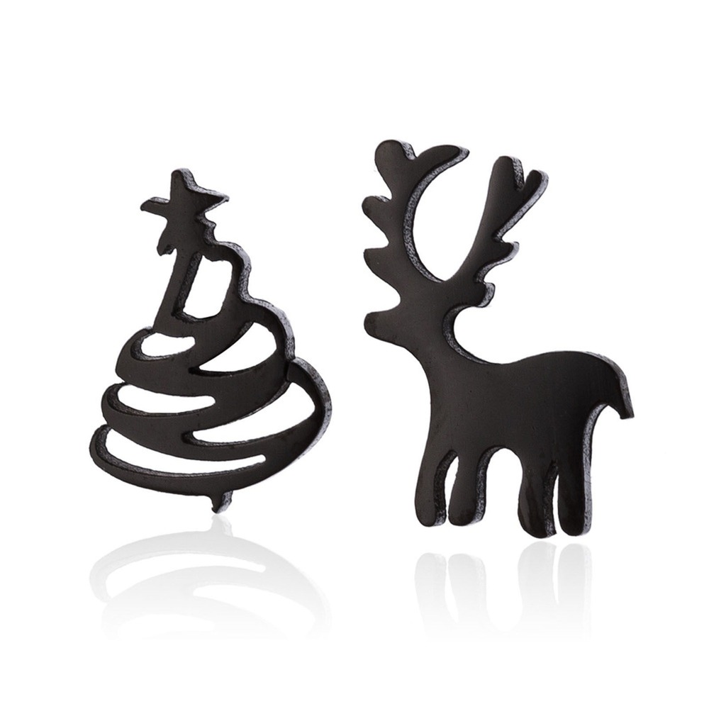 Christmas Tree Reindeer Earrings Stainless Steel Holiday Stud Earrings‎